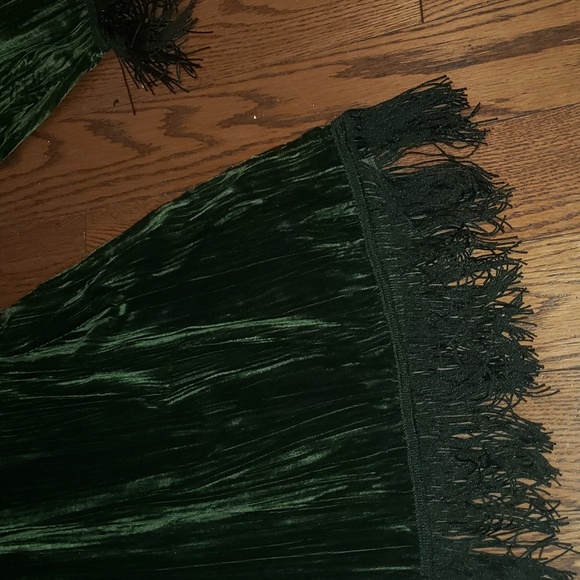 Something Navy Emerald Fringe Shirt Dress - Picture 6 of 16